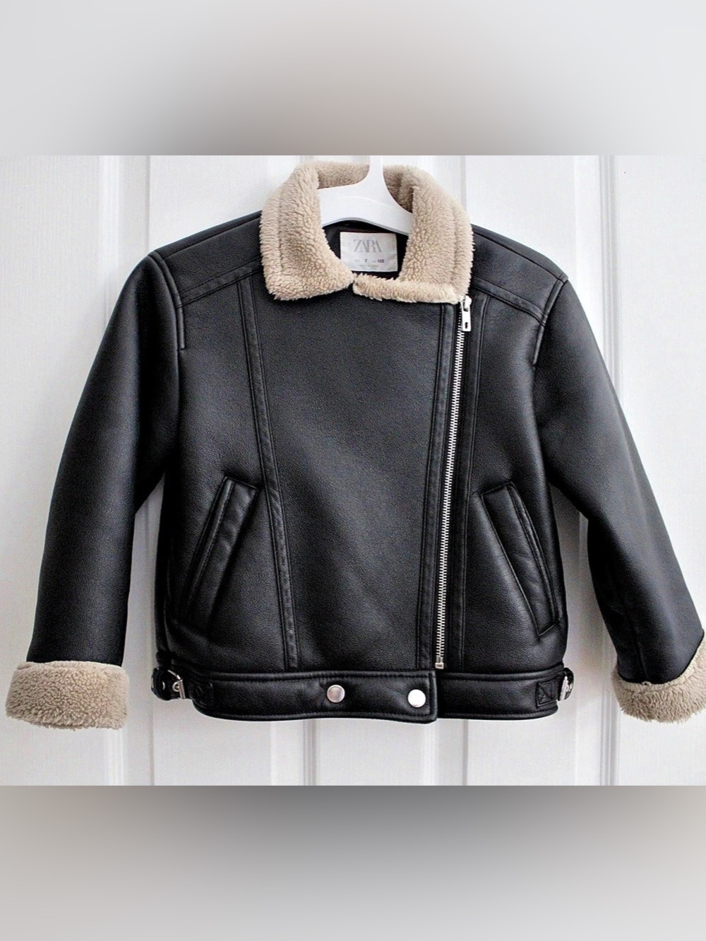 Zara Kids Faux Leather Jacket Black & Cream